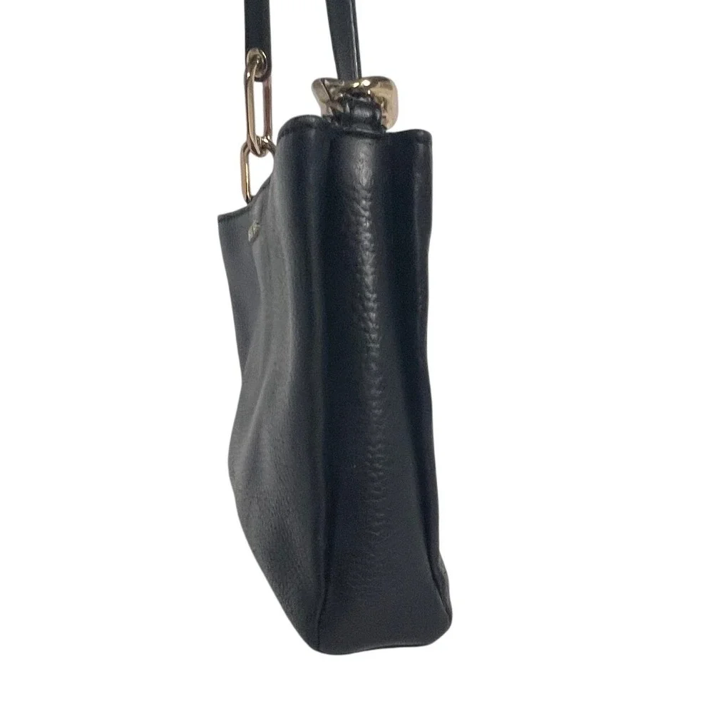 Michael Kors Trisha Crossbody Women Medium Black Pebbled Leather Gold Hardware